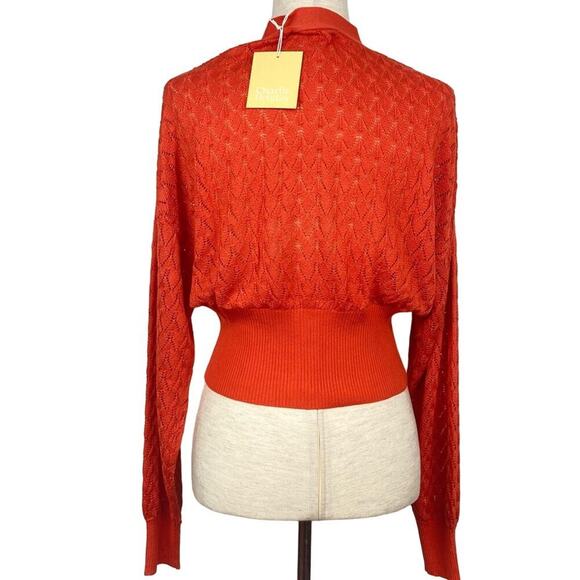 NWT * CHARLIE HOLIDAY Gisele Pointelle Cardigan - Size 2 - $114. - Picture 3 of 13